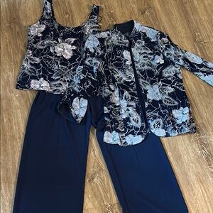 Alex Evening 3 Piece Set in Navy and Silver